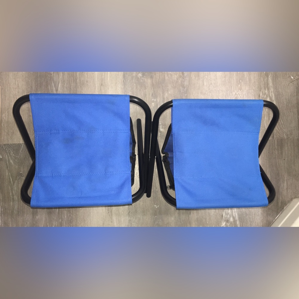 Set of Two camping travel folding stools Las Vegas chairs with handles & cooler